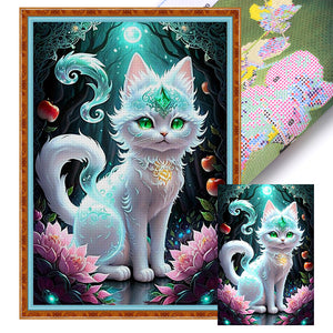 Cat Under The Moon - 35*50CM 18CT Stamped Cross Stitch