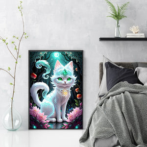 Cat Under The Moon - 35*50CM 18CT Stamped Cross Stitch