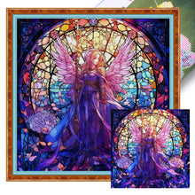 Load image into Gallery viewer, Glass Painting-Angel Girl - 45*45CM 18CT Stamped Cross Stitch
