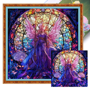 Glass Painting-Angel Girl - 45*45CM 18CT Stamped Cross Stitch