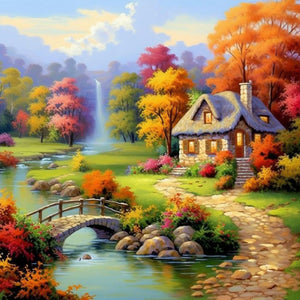 Garden House 30*30CM(Canvas) Full Round Drill Diamond Painting