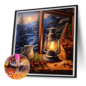 Warm Oil Lamp 30*30CM(Canvas) Full Round Drill Diamond Painting