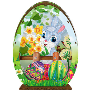 Wooden Easter Egg Rabbit Special Shaped Diamond Painting Lamp for Adult Kids