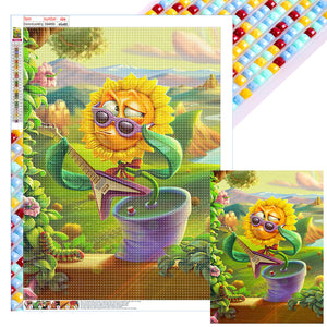 Funny Sunflower 45*60CM(Canvas) Full Square Drill Diamond Painting