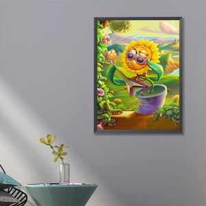 Funny Sunflower 45*60CM(Canvas) Full Square Drill Diamond Painting
