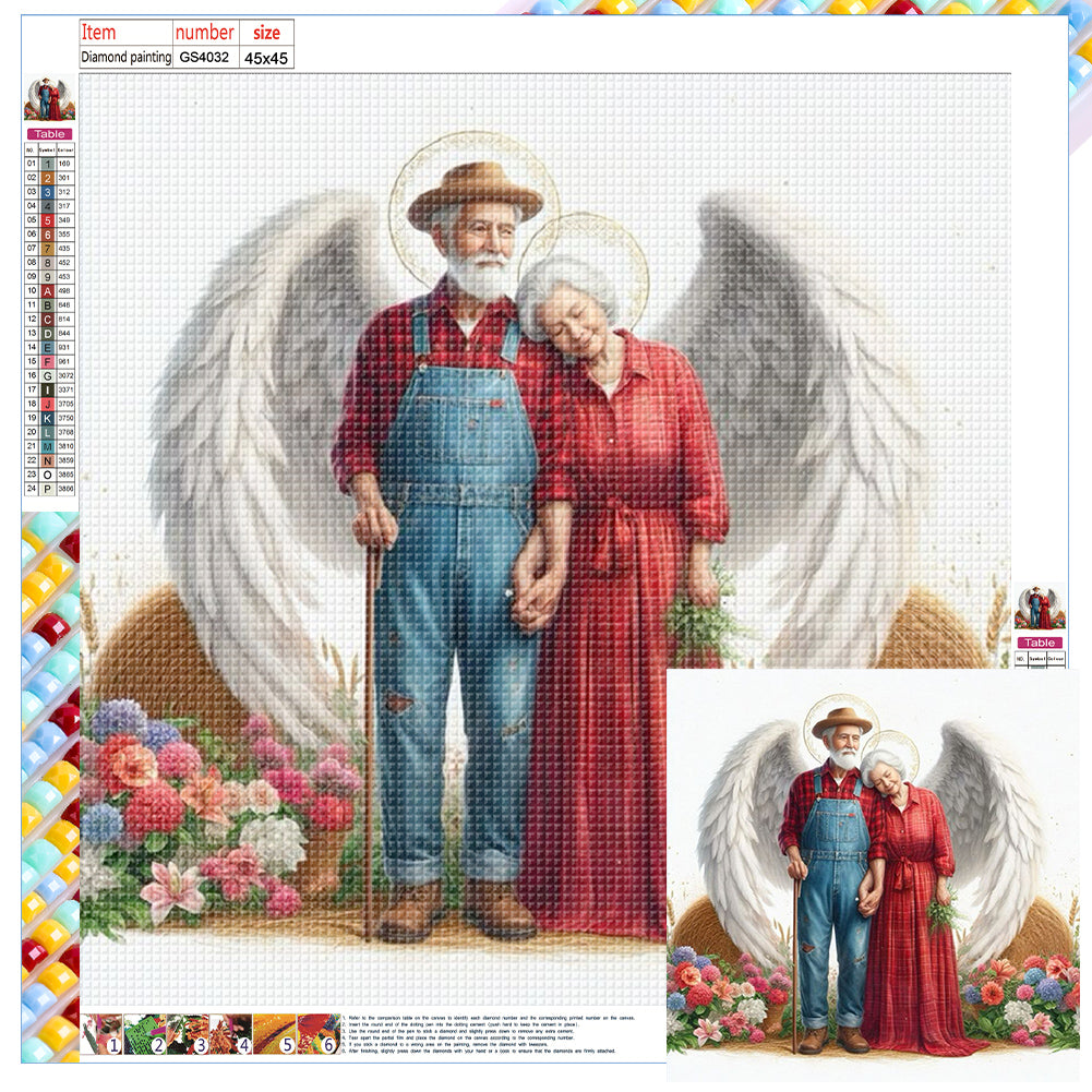 Angel Old Couple 45*45CM(Canvas) Full Square Drill Diamond Painting