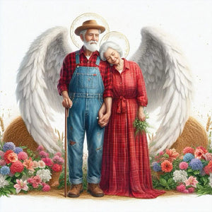 Angel Old Couple 45*45CM(Canvas) Full Square Drill Diamond Painting
