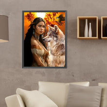 Load image into Gallery viewer, Indian Wolf Girl 30*40CM(Canvas) Full Round Drill Diamond Painting
