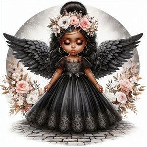 Black Angel Girl 40*40CM(Canvas) Full Round Drill Diamond Painting