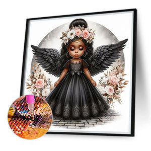 Black Angel Girl 40*40CM(Canvas) Full Round Drill Diamond Painting