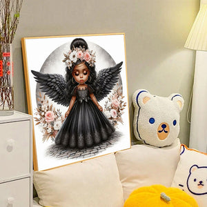 Black Angel Girl 40*40CM(Canvas) Full Round Drill Diamond Painting