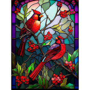 Glass Painting - Cardinal - 50*67CM 11CT Stamped Cross Stitch