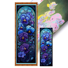 Load image into Gallery viewer, Glass Painting-Blue Flowers - 30*90CM 11CT Stamped Cross Stitch
