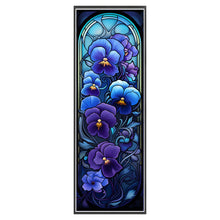 Load image into Gallery viewer, Glass Painting-Blue Flowers - 30*90CM 11CT Stamped Cross Stitch
