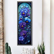 Load image into Gallery viewer, Glass Painting-Blue Flowers - 30*90CM 11CT Stamped Cross Stitch
