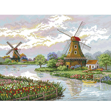 Load image into Gallery viewer, Dutch Windmill - 54*43CM 14CT Stamped Cross Stitch
