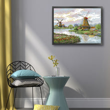 Load image into Gallery viewer, Dutch Windmill - 54*43CM 14CT Stamped Cross Stitch
