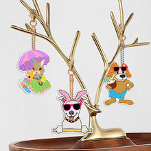 Load image into Gallery viewer, 15PCS Double Sided Diamond Painting Keychain for Beginners (Cartoon Animals)
