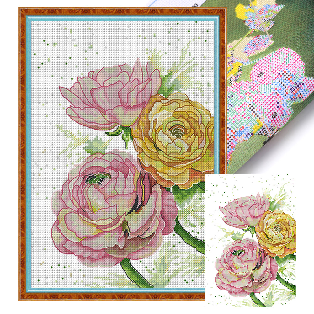 Platycodon Flowers In Summer - 23*33CM 14CT Stamped Cross Stitch