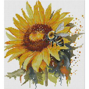 Sunflowers And Bees - 28*30CM 14CT Stamped Cross Stitch