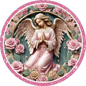 Pink Flower Angel 30*30CM(Canvas) Full Round Drill Diamond Painting