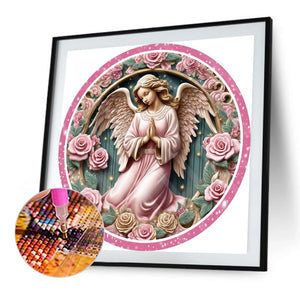 Pink Flower Angel 30*30CM(Canvas) Full Round Drill Diamond Painting