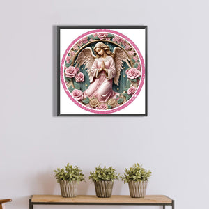 Pink Flower Angel 30*30CM(Canvas) Full Round Drill Diamond Painting