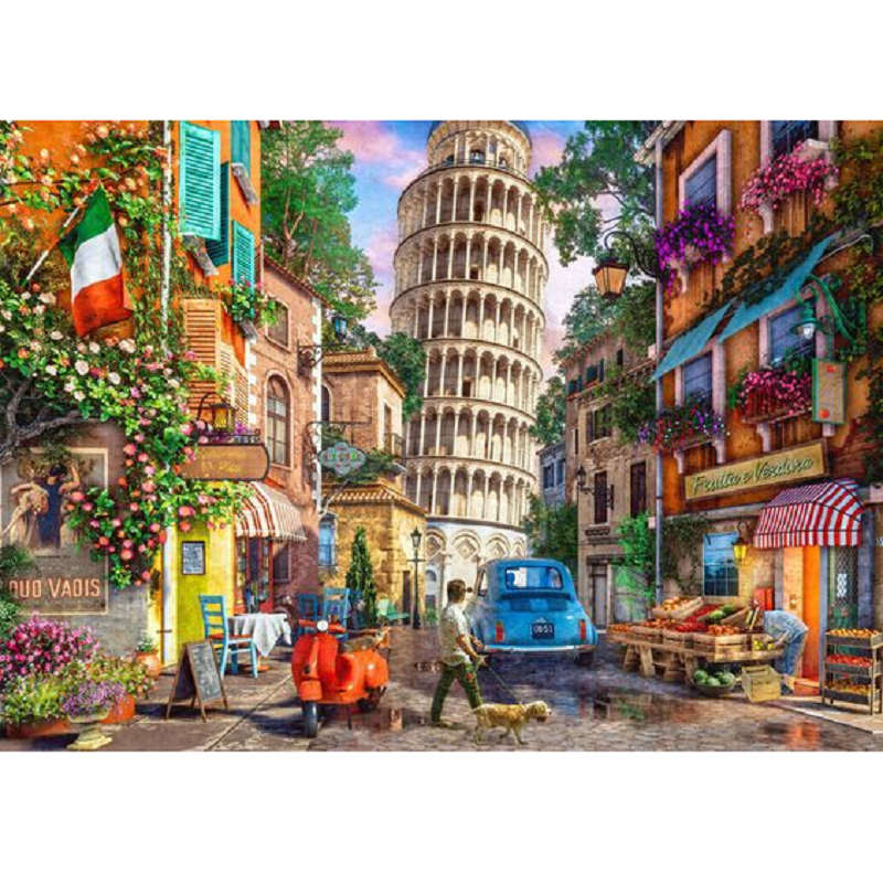 Leaning Tower Of Pisa Street 40*30CM(Canvas) Full Square Drill Diamond Painting