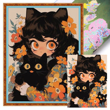Load image into Gallery viewer, Black Cat And Cat Girl - 40*55CM 11CT Stamped Cross Stitch
