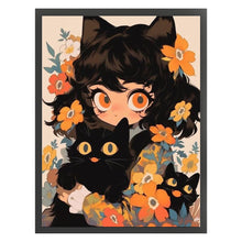 Load image into Gallery viewer, Black Cat And Cat Girl - 40*55CM 11CT Stamped Cross Stitch
