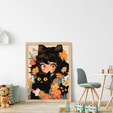 Load image into Gallery viewer, Black Cat And Cat Girl - 40*55CM 11CT Stamped Cross Stitch
