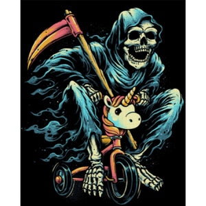 Skeleton Man Riding A Bicycle - 45*55CM 11CT Stamped Cross Stitch