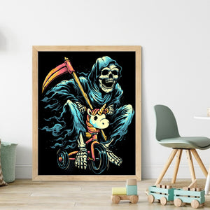 Skeleton Man Riding A Bicycle - 45*55CM 11CT Stamped Cross Stitch