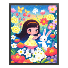 Load image into Gallery viewer, Girl And Bunny In Flowers - 45*55CM 11CT Stamped Cross Stitch
