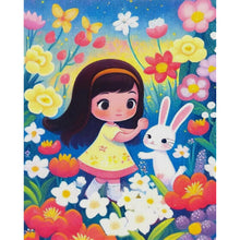 Load image into Gallery viewer, Girl And Bunny In Flowers - 45*55CM 11CT Stamped Cross Stitch

