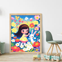 Load image into Gallery viewer, Girl And Bunny In Flowers - 45*55CM 11CT Stamped Cross Stitch
