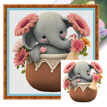 Load image into Gallery viewer, Elephant In Basket - 30*30CM 18CT Stamped Cross Stitch
