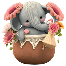 Load image into Gallery viewer, Elephant In Basket - 30*30CM 18CT Stamped Cross Stitch
