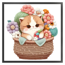 Load image into Gallery viewer, Cat In Basket - 30*30CM 18CT Stamped Cross Stitch
