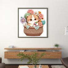 Load image into Gallery viewer, Cat In Basket - 30*30CM 18CT Stamped Cross Stitch
