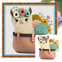 Load image into Gallery viewer, Alpaca In Basket - 30*30CM 18CT Stamped Cross Stitch
