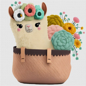 Alpaca In Basket - 30*30CM 18CT Stamped Cross Stitch