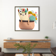 Load image into Gallery viewer, Alpaca In Basket - 30*30CM 18CT Stamped Cross Stitch
