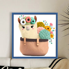 Load image into Gallery viewer, Alpaca In Basket - 30*30CM 18CT Stamped Cross Stitch
