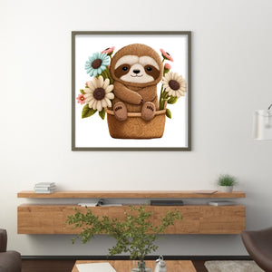 Sloth In Basket - 30*30CM 18CT Stamped Cross Stitch