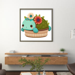 Turtle In Basket - 30*30CM 18CT Stamped Cross Stitch