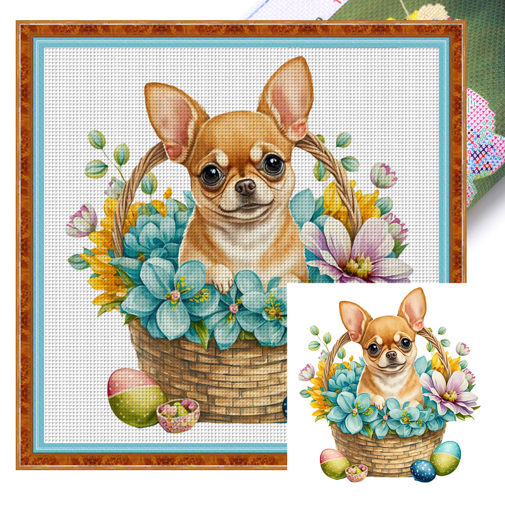 Puppy - 30*30CM 18CT Stamped Cross Stitch