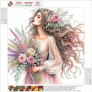 Flower Girl 30*30CM(Canvas) Partial Special Shaped Drill Diamond Painting