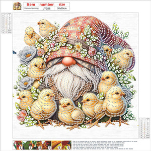 Easter Garden Gnome 30*30CM(Canvas) Partial Special Shaped Drill Diamond Painting