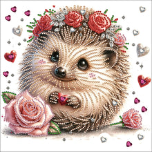 Load image into Gallery viewer, Hedgehog With Flower 30*30CM(Canvas) Partial Special Shaped Drill Diamond Painting
